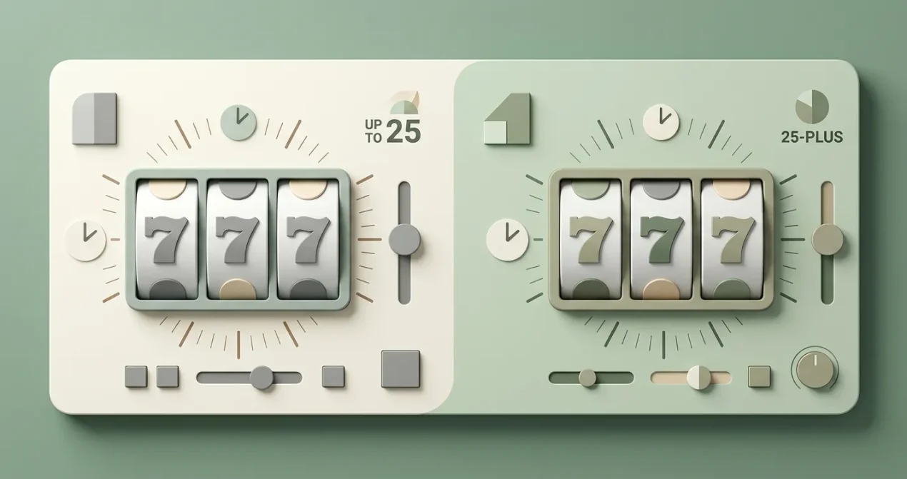 Editorial illustration showing age-banded online slot stake limits and a timed game-cycle concept